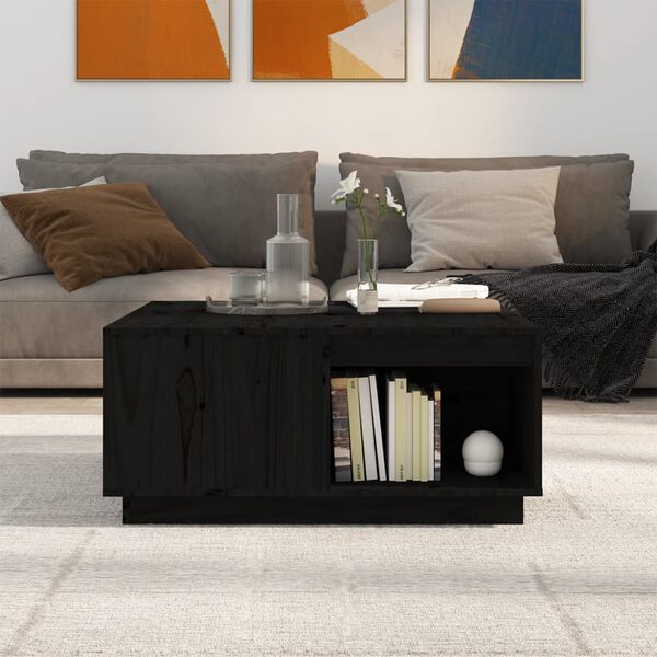vidaXL Table basse Noir 80x81x36,5 cm Bois massif de pin