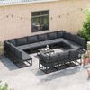 vidaXL Ensemble de canapé de jardin avec coussin 13 pcs Noir Aluminium