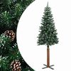 vidaXL Sapin de No&euml;l mince bois v&eacute;ritable et neige blanche vert 150 cm