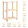 vidaXL &Eacute;tag&egrave;res de rangement &agrave; 3 niveaux 10 pcs 60x38x90 cm Pin 150 kg