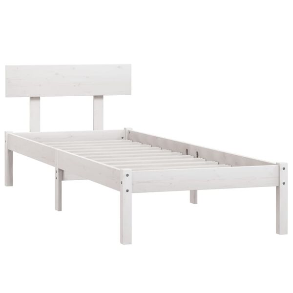 vidaXL Cadre de lit sans matelas blanc bois massif