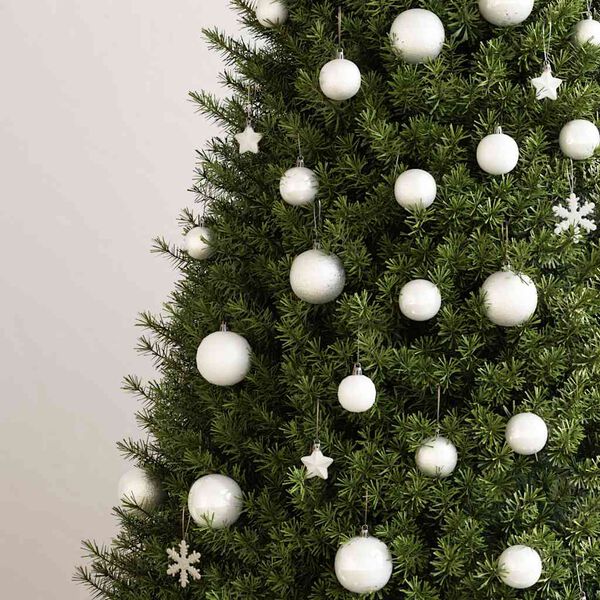 vidaXL Ensemble de boules de No&euml;l 111 pi&egrave;ces blanc polystyr&egrave;ne
