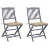 vidaXL Chaises pliables d'ext&eacute;rieur lot de 2 et coussins Bois d'acacia