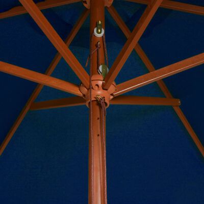 vidaXL Parasol d'extérieur avec mât en bois Bleu 200x300 cm