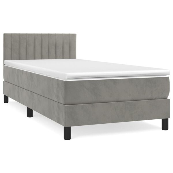 vidaXL Sommier &agrave; lattes de lit et matelas Gris clair 100x200cm Velours