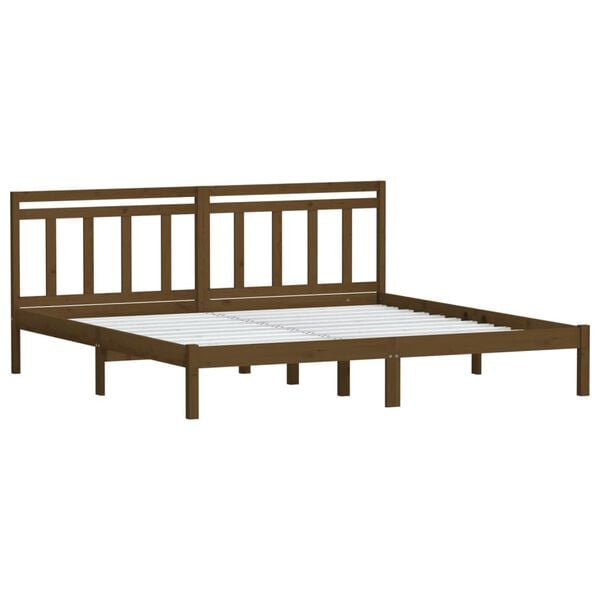 vidaXL Cadre de lit sans matelas marron miel bois massif 200x200 cm