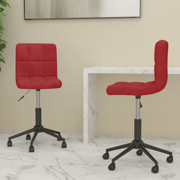 vidaXL Chaises &agrave; manger pivotantes lot de 2 rouge bordeaux velours