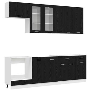 vidaXL Unit&eacute; de cuisine LYON 8 pc Ch&ecirc;ne noir Bois d'ing&eacute;nierie