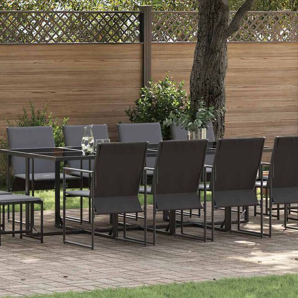 vidaXL Ensemble de salle &agrave; manger pour jardin 13 pcs Noir Acier