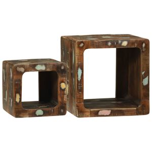 vidaXL Unites TV 2 pc Multicolore 36 x 30 x 36 cm Bois Recycl&eacute; Solide