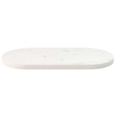 vidaXL Dessus de table blanc 80x40x2,5 cm bois de pin massif ovale