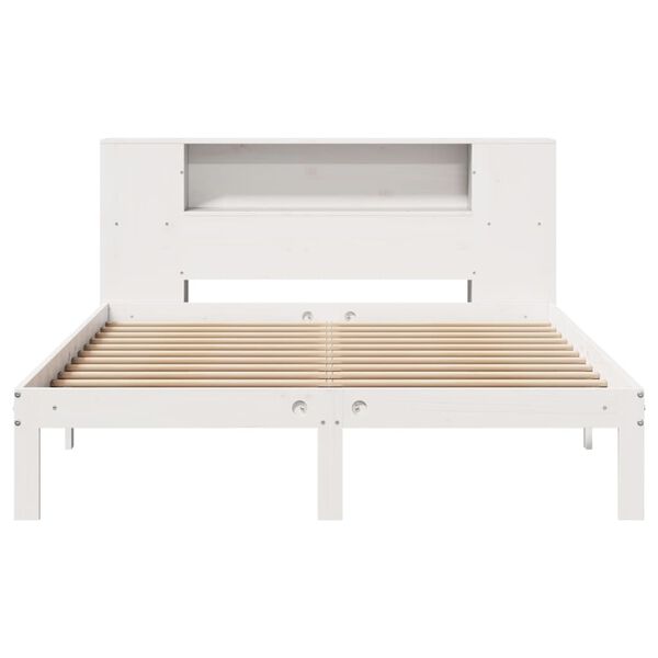 vidaXL Lit bibliothèque sans matelas blanc 120x190 cm bois pin massif
