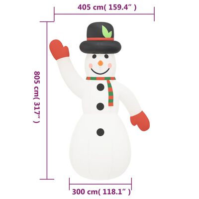 vidaXL Bonhomme de neige gonflable de Noël avec LED 805 cm