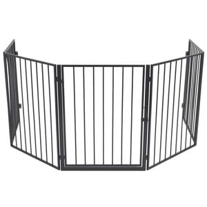 vidaXL Cl&ocirc;ture de chemin&eacute;e pour animaux de compagnie Noir Acier