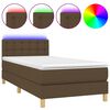 vidaXL Sommier &agrave; lattes de lit et matelas et LED Marron fonc&eacute; 90x190cm