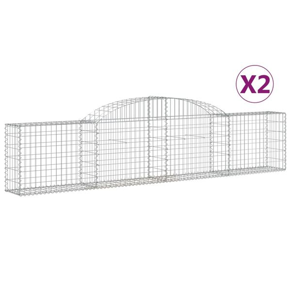 vidaXL Paniers à gabions arqués 2 pcs 300x30x60/80 cm Fer galvanisé