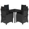vidaXL Ensemble &agrave; manger de jardin coussins 5pcs Noir R&eacute;sine tress&eacute;e