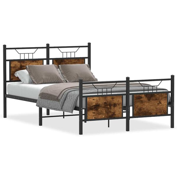 vidaXL Cadre de lit sans matelas ch&ecirc;ne fum&eacute; 120x190 cm bois ing&eacute;nierie