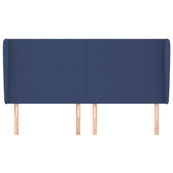 vidaXL Tête de lit avec oreilles Bleu 183x23x118/128 cm Tissu