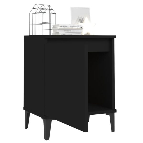 vidaXL Tables de chevet avec pieds en métal noir 40x30x50 cm
