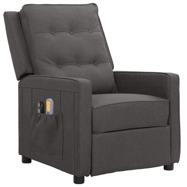 vidaXL Fauteuil &eacute;lectrique de massage Gris fonc&eacute; Tissu