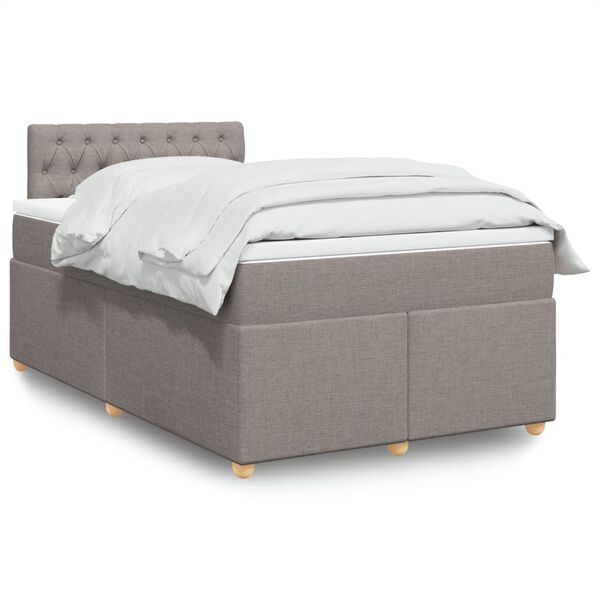 vidaXL Sommier à lattes de lit avec matelas taupe 120x190 cm tissu