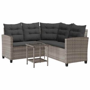 vidaXL Canap&eacute; de jardin avec table et coussins en forme de L gris