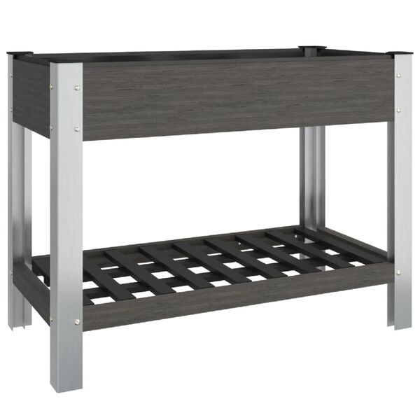 vidaXL Lit sur&eacute;lev&eacute; de jardin avec &eacute;tag&egrave;re Gris 100x50x75 cm WPC