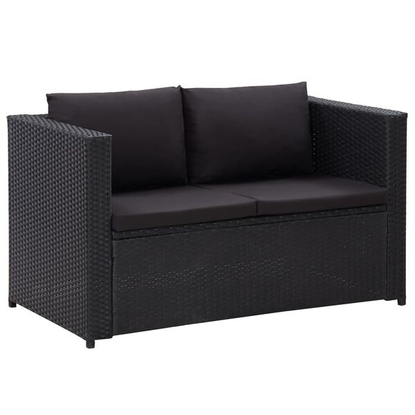 vidaXL Salon de jardin 3 pcs avec coussins R&eacute;sine tress&eacute;e Noir