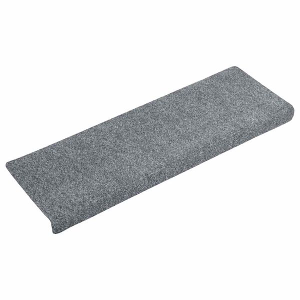 vidaXL Tapis d'escalier autocollants 15 pi&egrave;ces 65 x 21 x 4 cm Gris clair Bord rectangulaire
