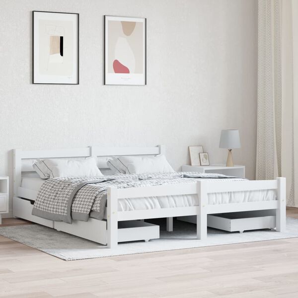 vidaXL Cadre de lit sans matelas blanc bois de pin massif 160x200 cm