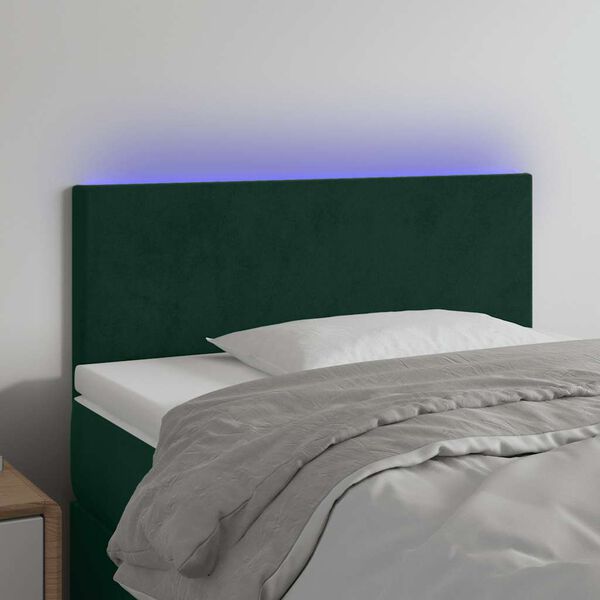 vidaXL T&ecirc;te de lit &agrave; LED Vert fonc&eacute; 100x5x78/88 cm Velours