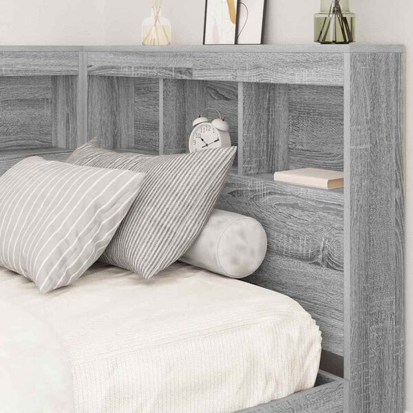 vidaXL T&ecirc;te de lit de rangement Gris Sonoma 90 cm Bois d'ing&eacute;nierie
