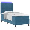 vidaXL Lit &agrave; ressorts avec matelas avec LED Bleu 90 x 190 cm Velours