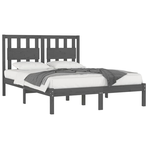 vidaXL Cadre de lit sans matelas gris bois massif 200x200 cm