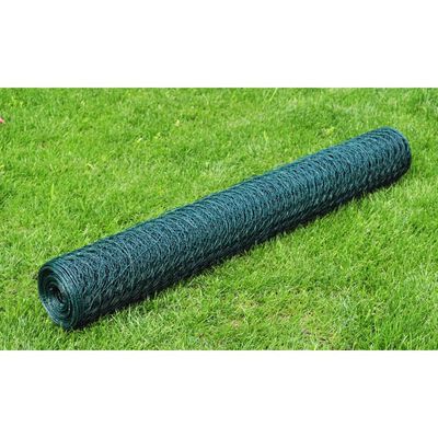 vidaXL Grillage à poule avec revêtement en PVC 25x0,5 m vert