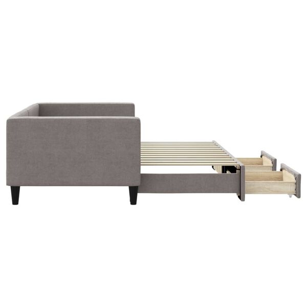 vidaXL Lit de jour avec gigogne et tiroirs sans matelas taupe 90x200cm