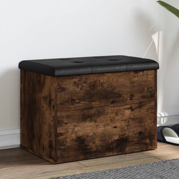 vidaXL Banc de rangement ch&ecirc;ne fum&eacute; 62x42x45 cm bois d'ing&eacute;nierie