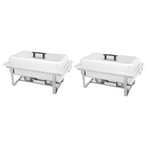 vidaXL Ensemble de chauffe-plats 2 pcs Acier inoxydable