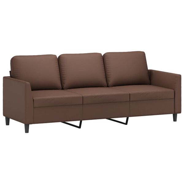 vidaXL Canap&eacute; &agrave; 3 places avec repose-pieds Marron 180 cm Similicuir