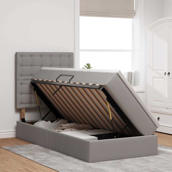 vidaXL Lit avec rangement et LED avec LED Taupe 100 x 200 cm Polyester