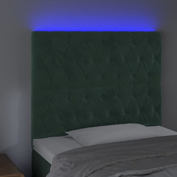 vidaXL T&ecirc;te de lit &agrave; LED Vert fonc&eacute; 100x7x118/128 cm Velours