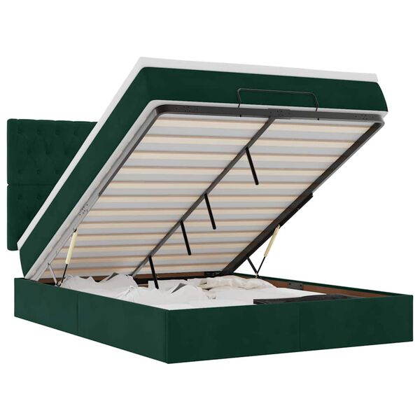 vidaXL Cadre de lit ottoman avec matelas vert fonc&eacute; 140x190 cm velours