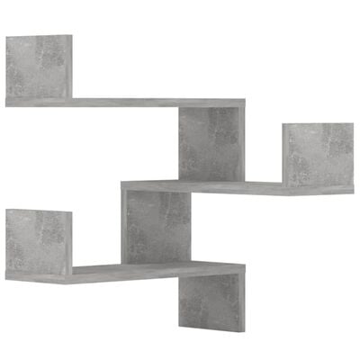 vidaXL Étagères murales d'angle 2 pcs Gris béton Bois d’ingénierie