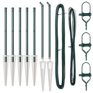 vidaXL Poteaux de clôture 7 pcs Vert Ø32mm 100 cm Acier galvanisé