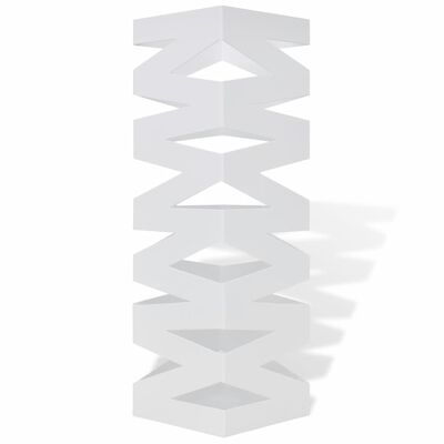 vidaXL Porte-parapluie carré à rangement Blanc Acier 48,5 cm