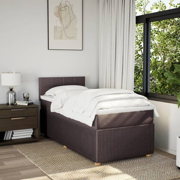 vidaXL Sommier &agrave; lattes de lit avec matelas Marron fonc&eacute; 90x200 cm