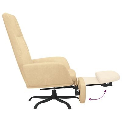 vidaXL Chaise de relaxation avec repose-pied Blanc crème Velours
