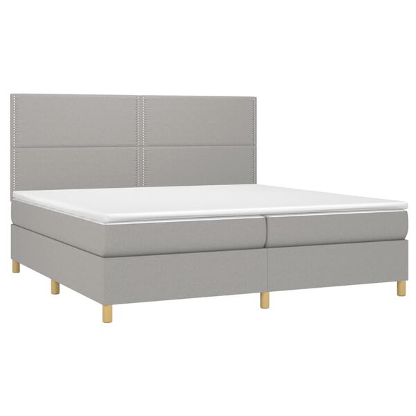 vidaXL Sommier &agrave; lattes de lit avec matelas Gris clair 200x200cm Tissu