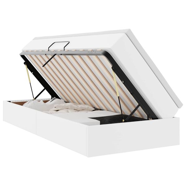 vidaXL Lit avec rangement et matelas Blanc 90 x 190 cm Simili cuir